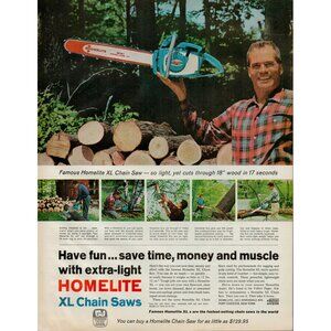1965 Homelite XL Chain Saw Vintage Print Ad (L17)